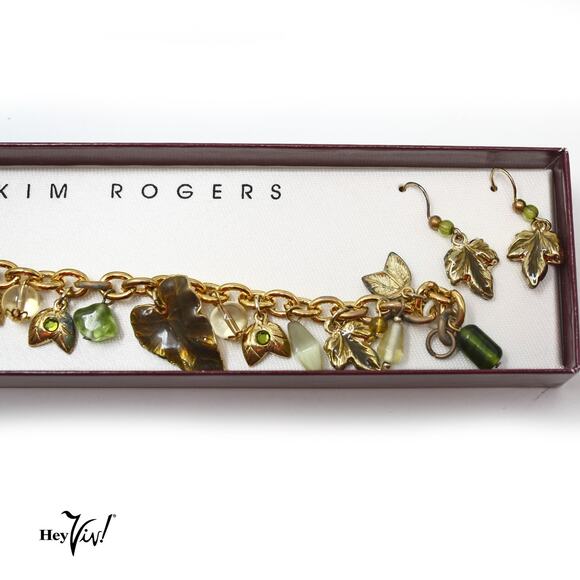Kim Rogers Jewelry Gift Set in Box with Charm Bracelet and Earrings - Hey Viv - Picture 2 of 5